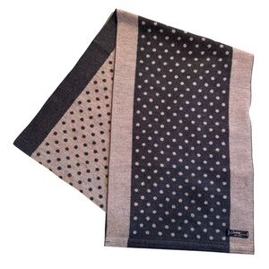 Chelsey by Joseph 100% Brushed Silk Reversible Gray Polka Dot Infinity Scarf NEW